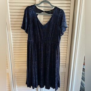 Torrid Blue Burnout Velvet Flutter Sleeve Dress
